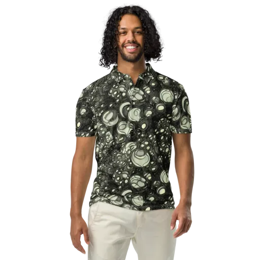 Cellular Noir on a Men's Slim Fit Polo Shirt