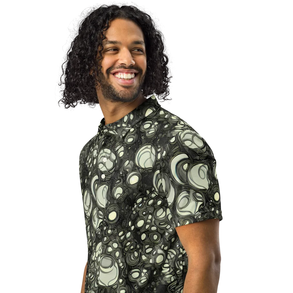 Cellular Noir on Men's Slim Fit Polo Shirt — Left Front