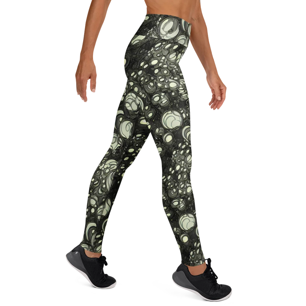 Cellular Noir on Yoga Leggings — Right
