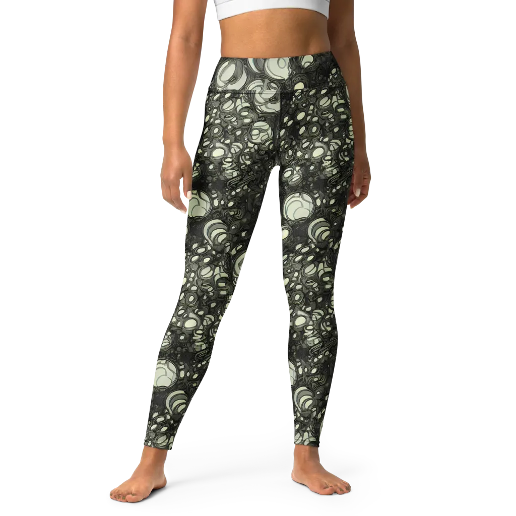 Cellular Noir on Yoga Leggings — Front