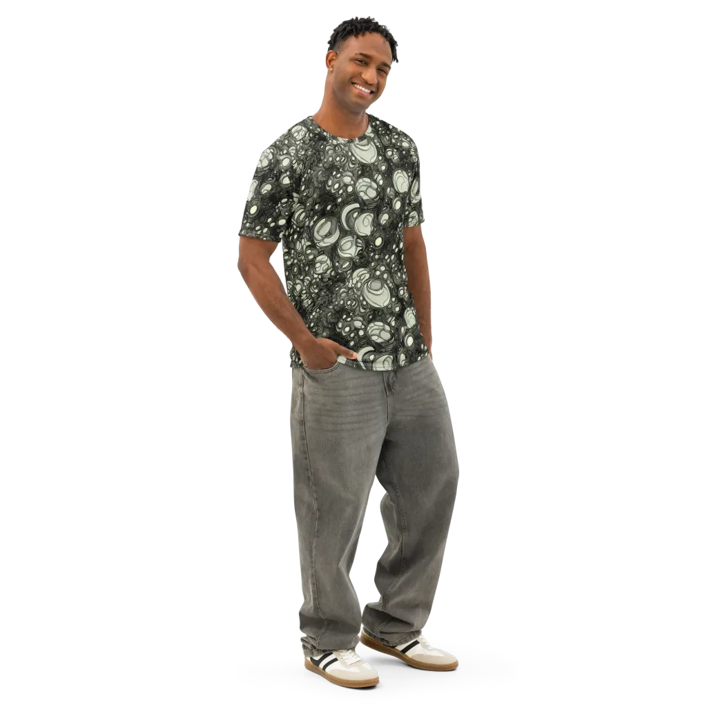 Cellular Noir on Men's Cotton Crew Neck T-Shirt — Right Front