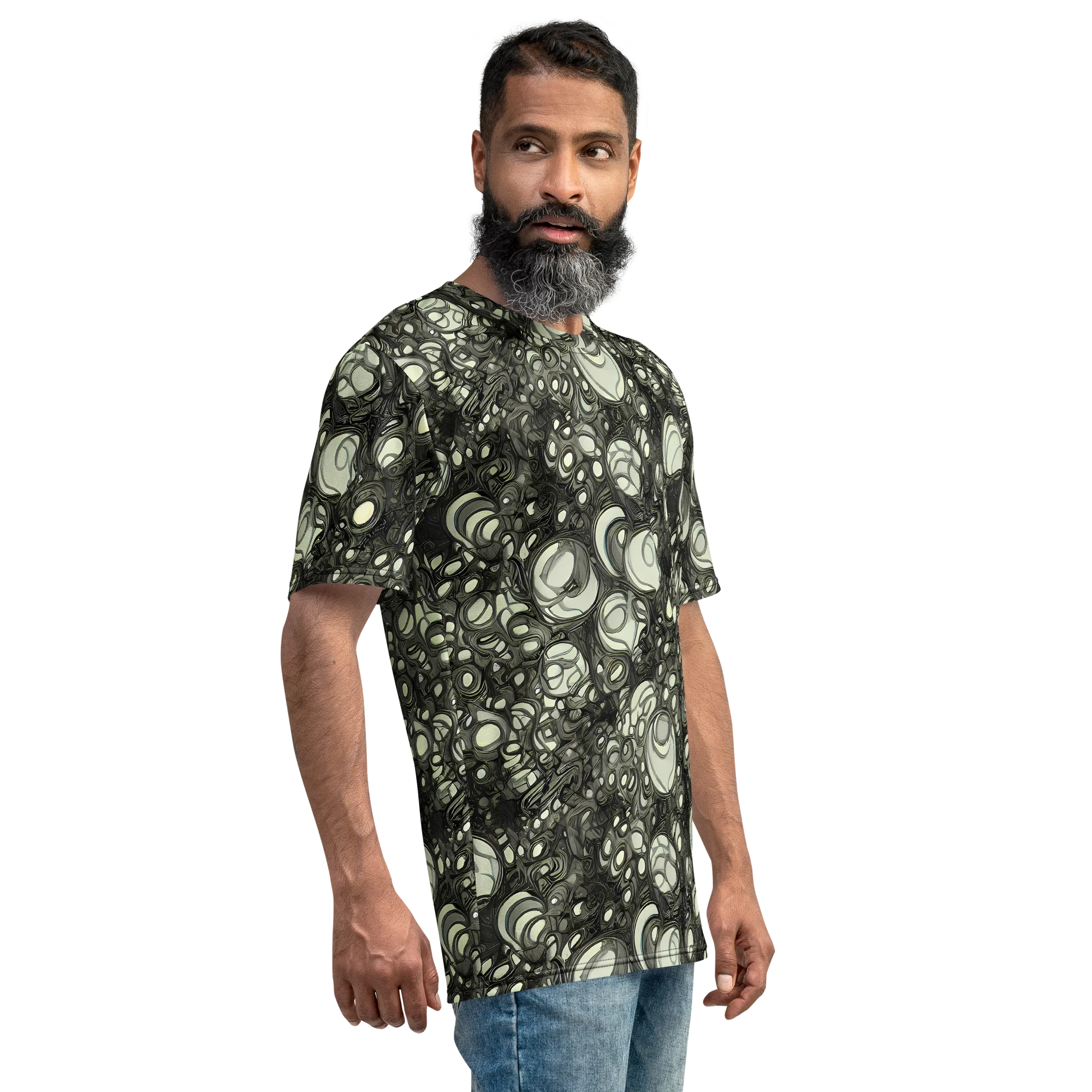 Cellular Noir on Men's Crew Neck T-Shirt — Right