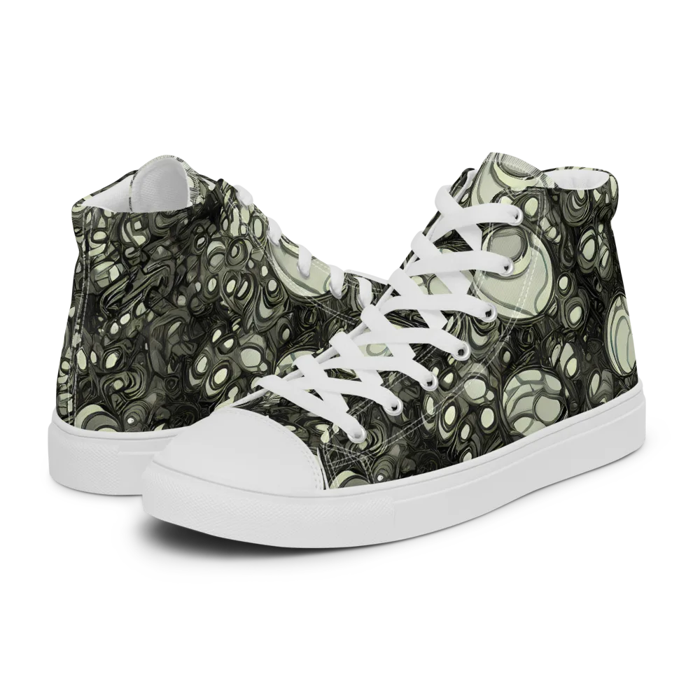 Cellular Noir on Men's High Top Canvas Shoes — Left