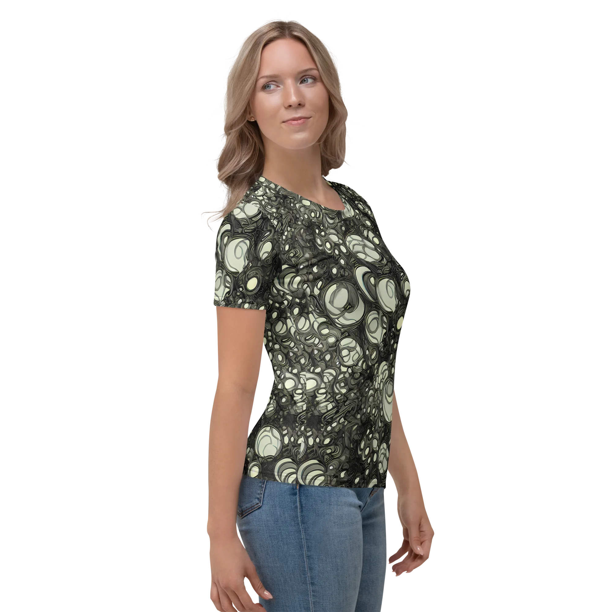 Cellular Noir on Women's Crew Neck T-Shirt — Right