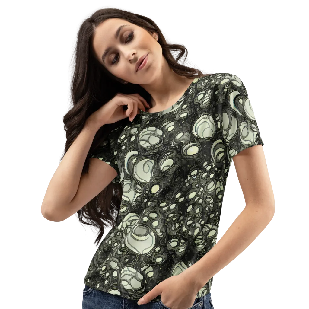 Cellular Noir on Women's Crew Neck T-Shirt — Left Front