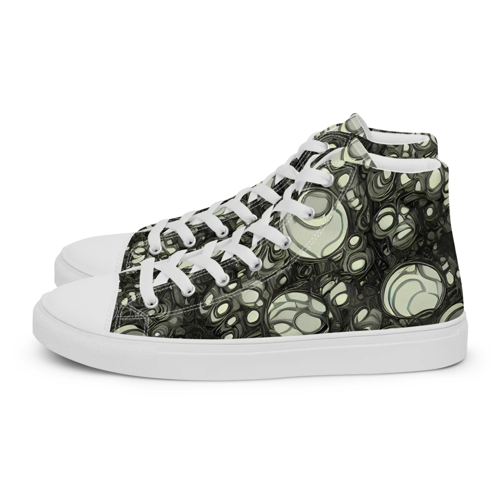 Cellular Noir on Women's High Top Canvas Shoes — Left