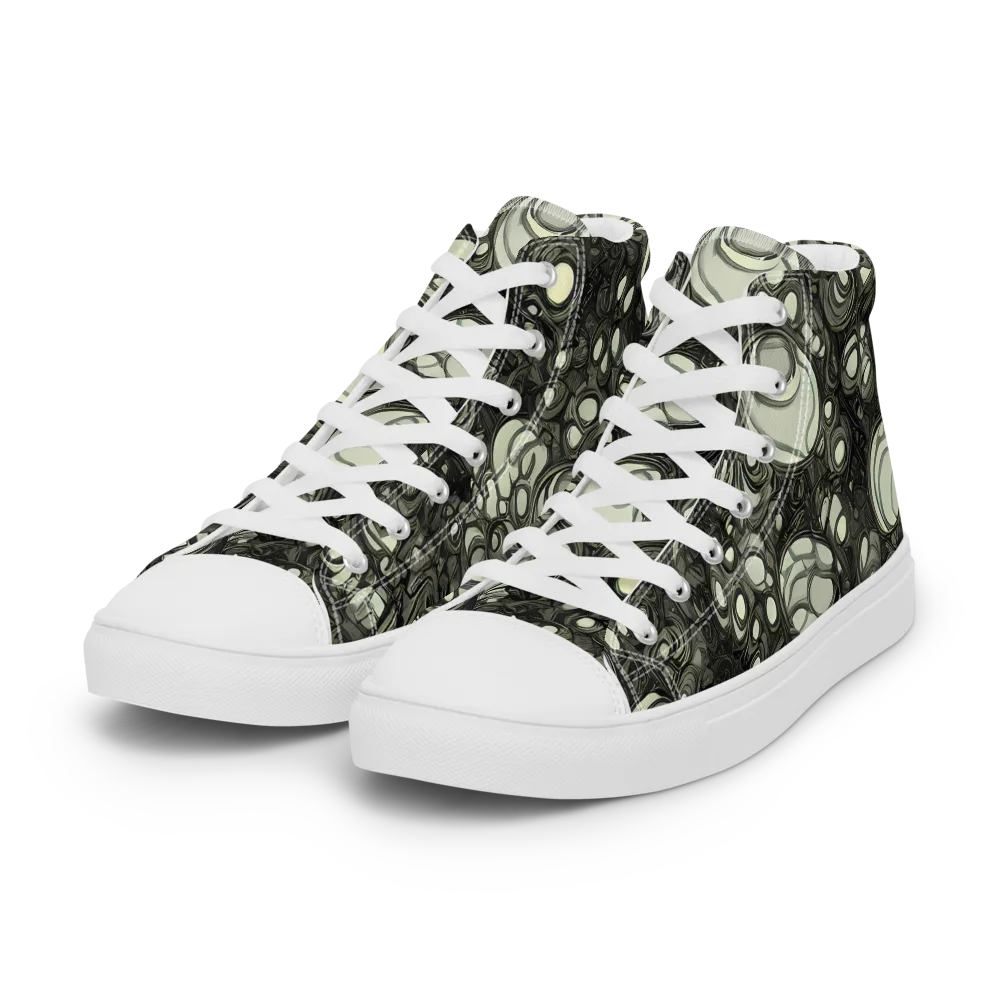 Cellular Noir on Women's High Top Canvas Shoes — Left Front