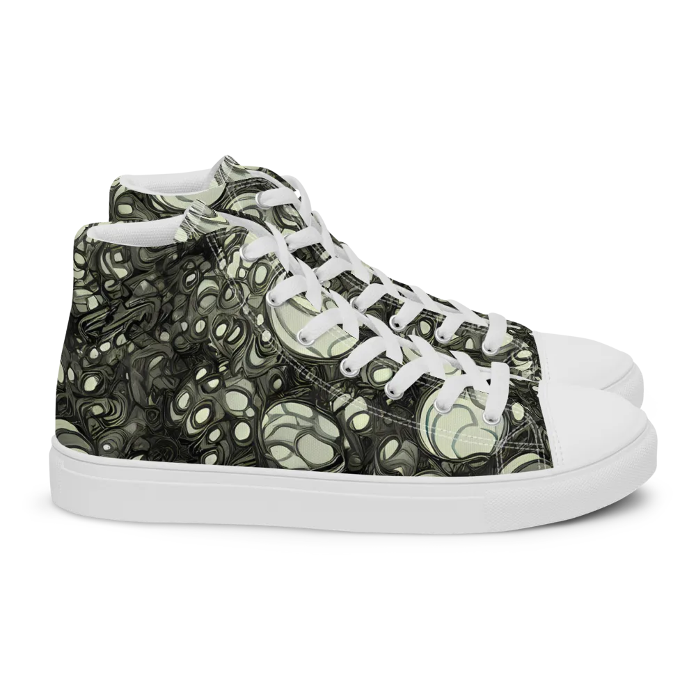 Cellular Noir on Women's High Top Canvas Shoes — Right