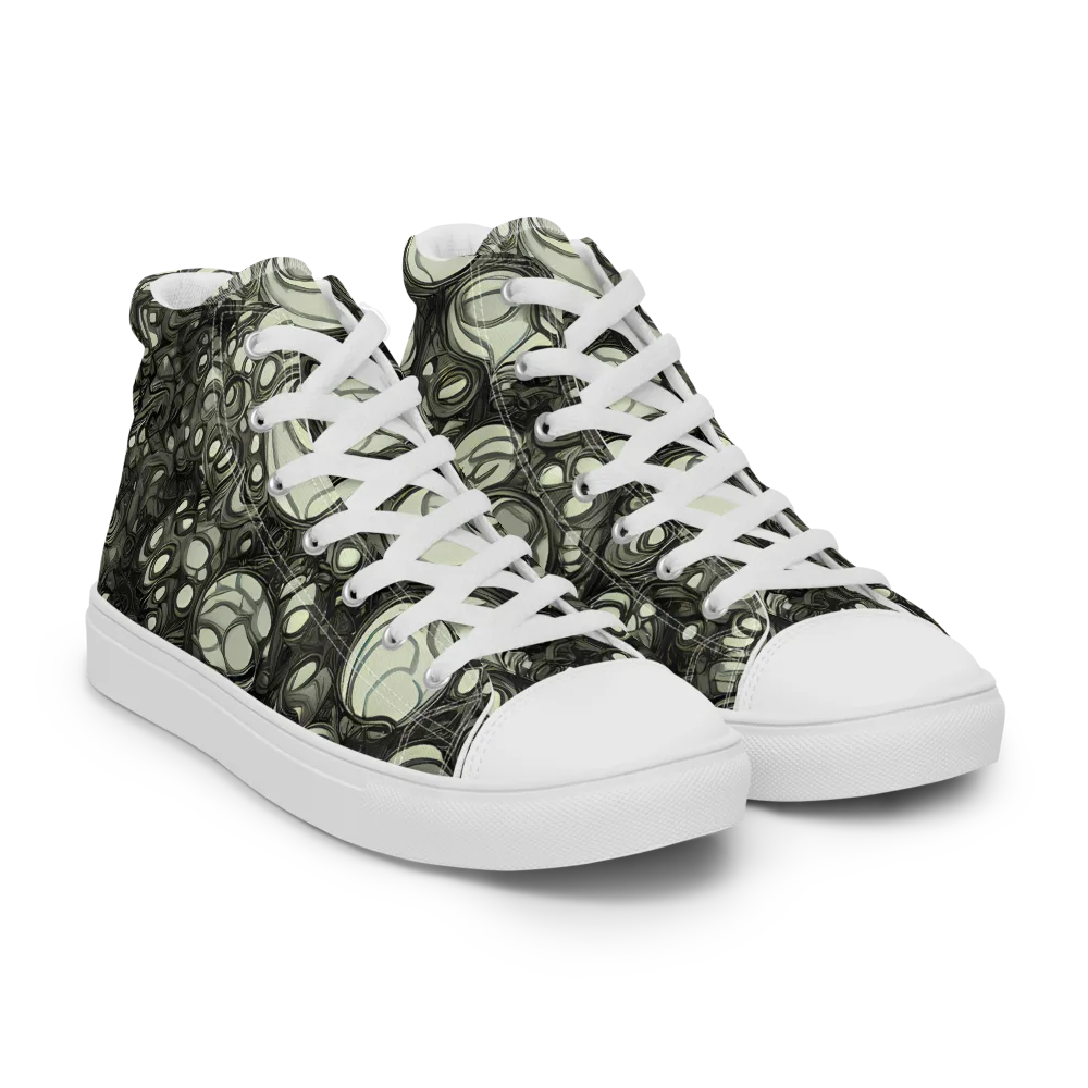 Cellular Noir on Women's High Top Canvas Shoes — Right Front