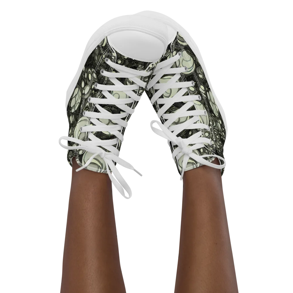 Cellular Noir on Women's High Top Canvas Shoes — Front