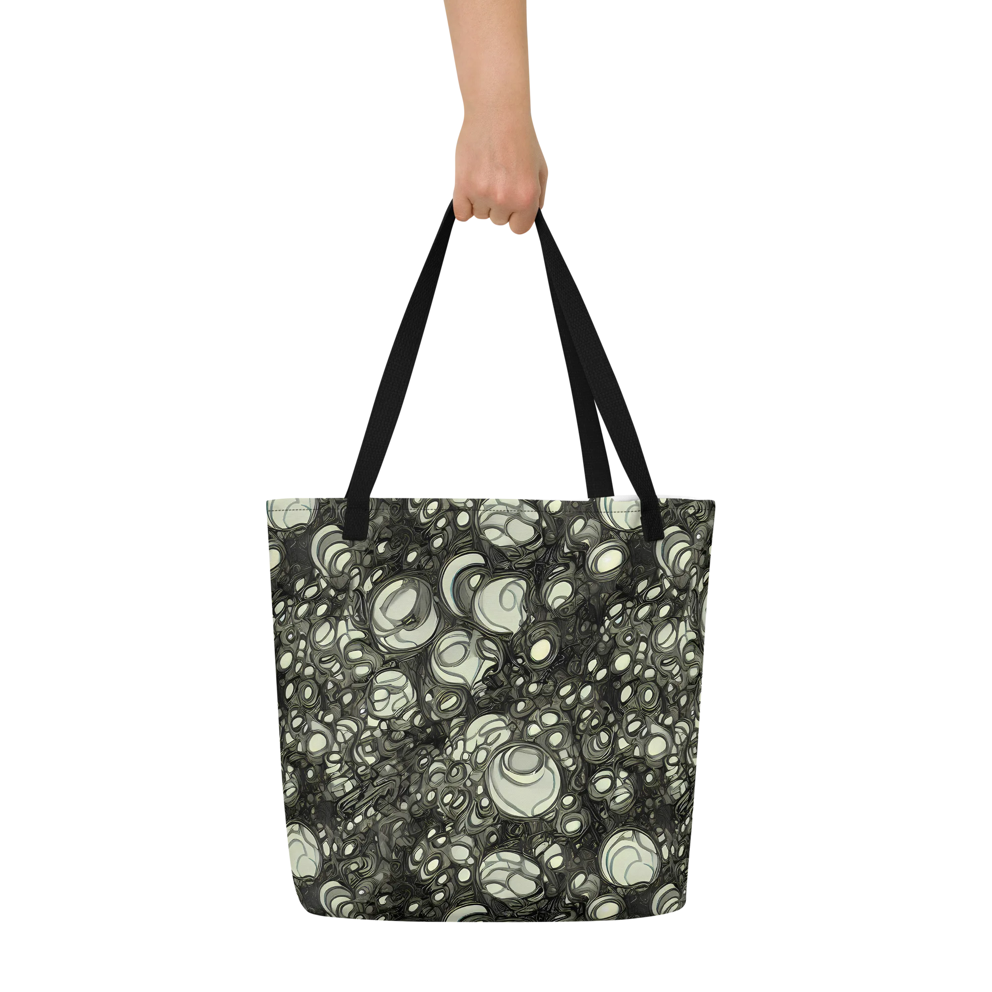 Cellular Noir on Large Tote Bag W/ Pocket — Front