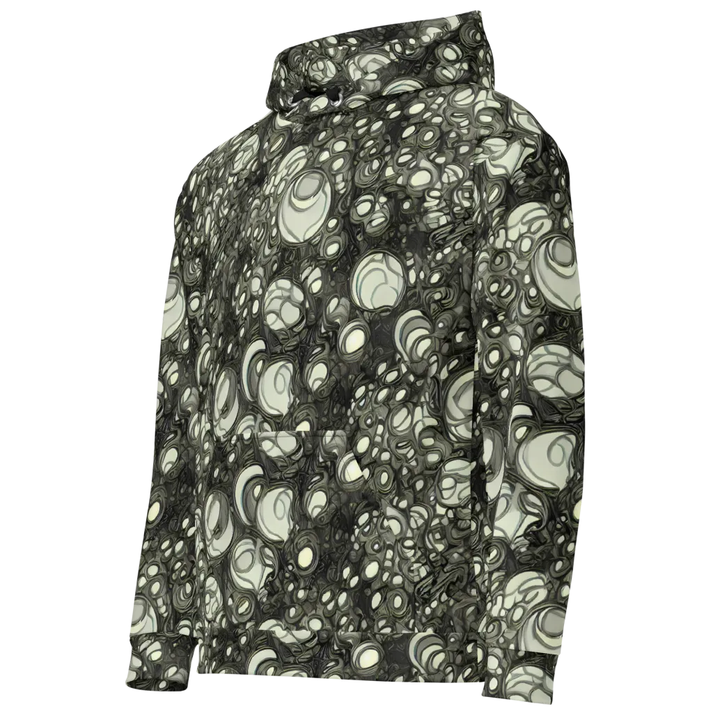 Cellular Noir on Cotton Hoodie — Left Front
