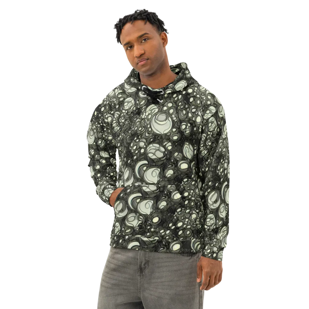 Cellular Noir on Cotton Hoodie — Left Front