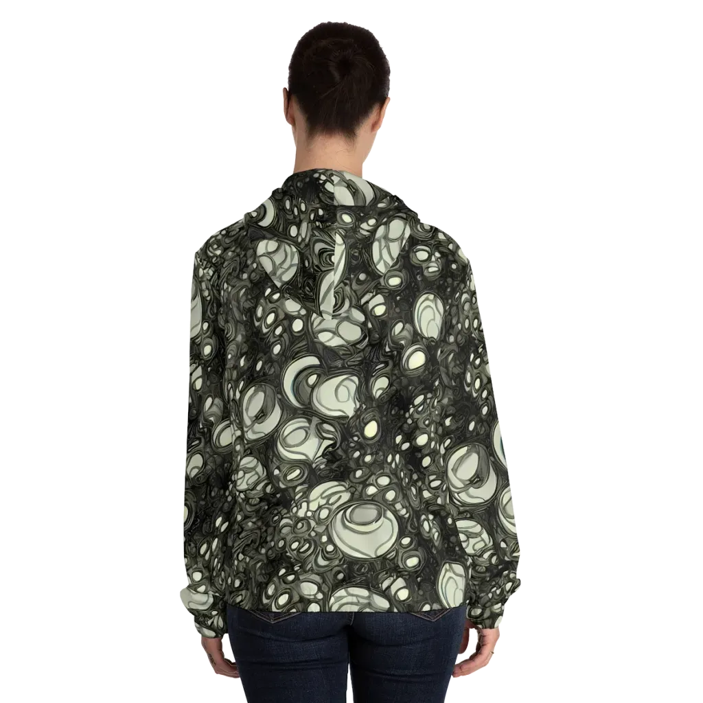 Cellular Noir on Women's Full-Zip Hoodie — Back On Person