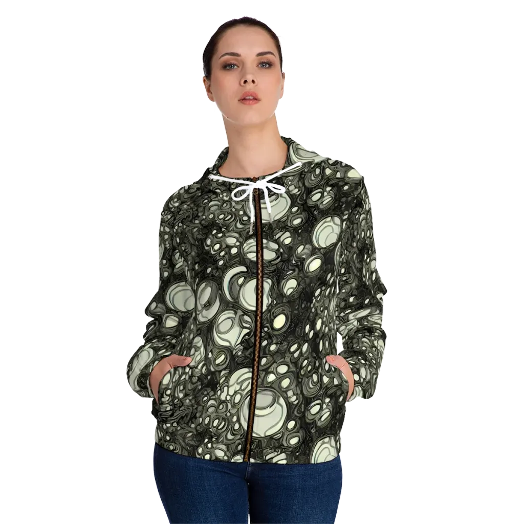Cellular Noir on Women's Full-Zip Hoodie — Front On Person