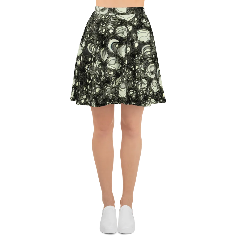 Cellular Noir on Skater Skirt — Front