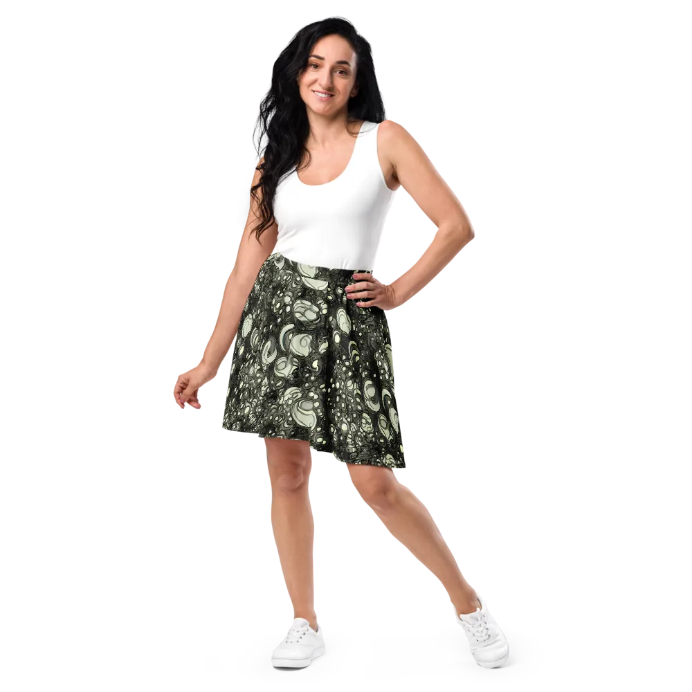 Cellular Noir on Skater Skirt — Front
