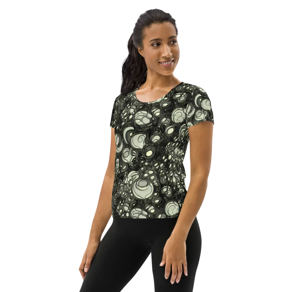 Cellular Noir on Women's Athletic T-Shirt — Left