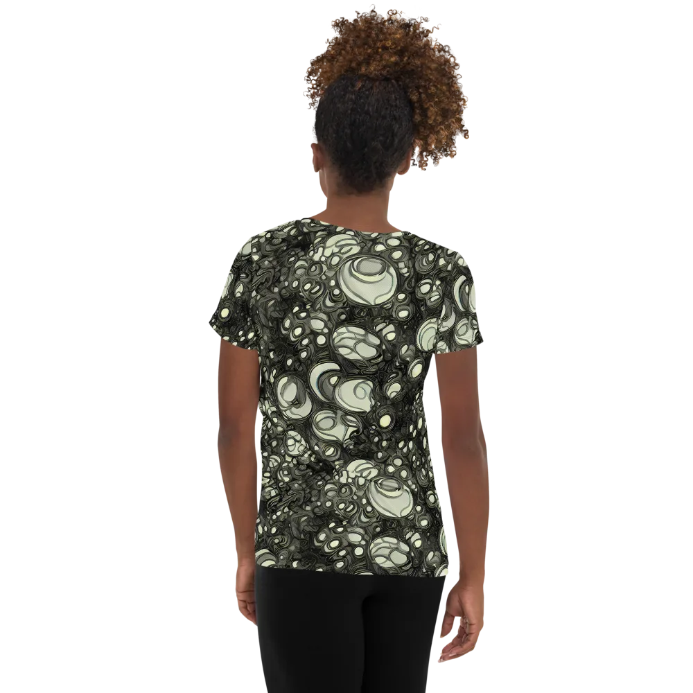 Cellular Noir on Women's Athletic T-Shirt — Back