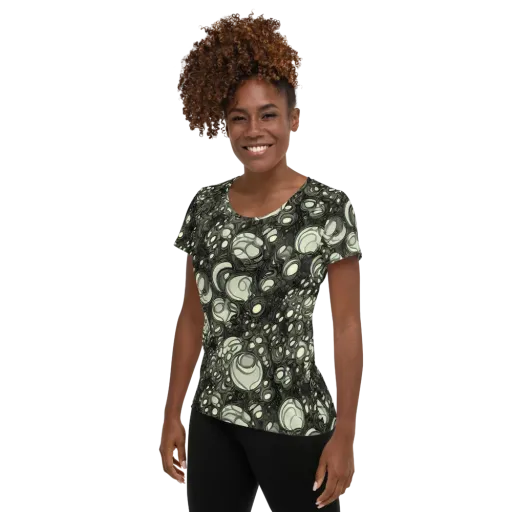 Cellular Noir on a Women's Athletic T-Shirt