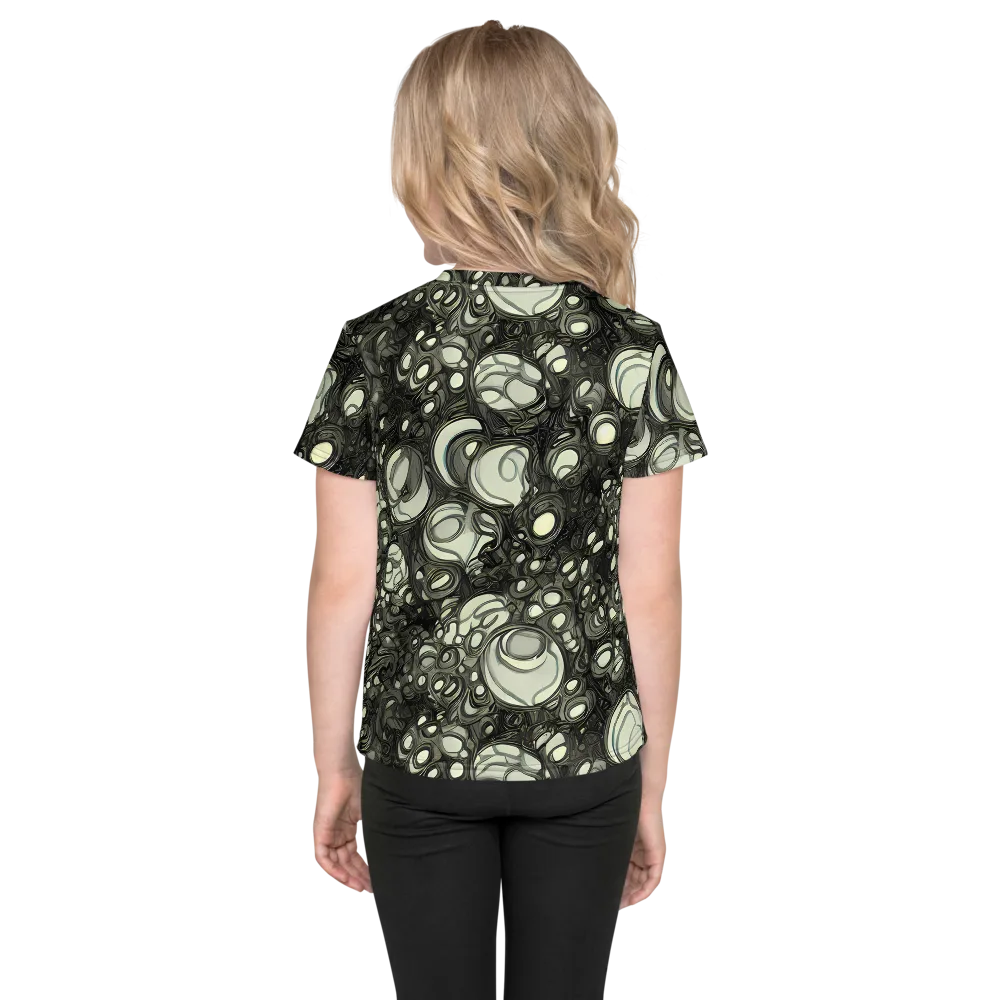 Cellular Noir on Kids Crew Neck T-Shirt — Back