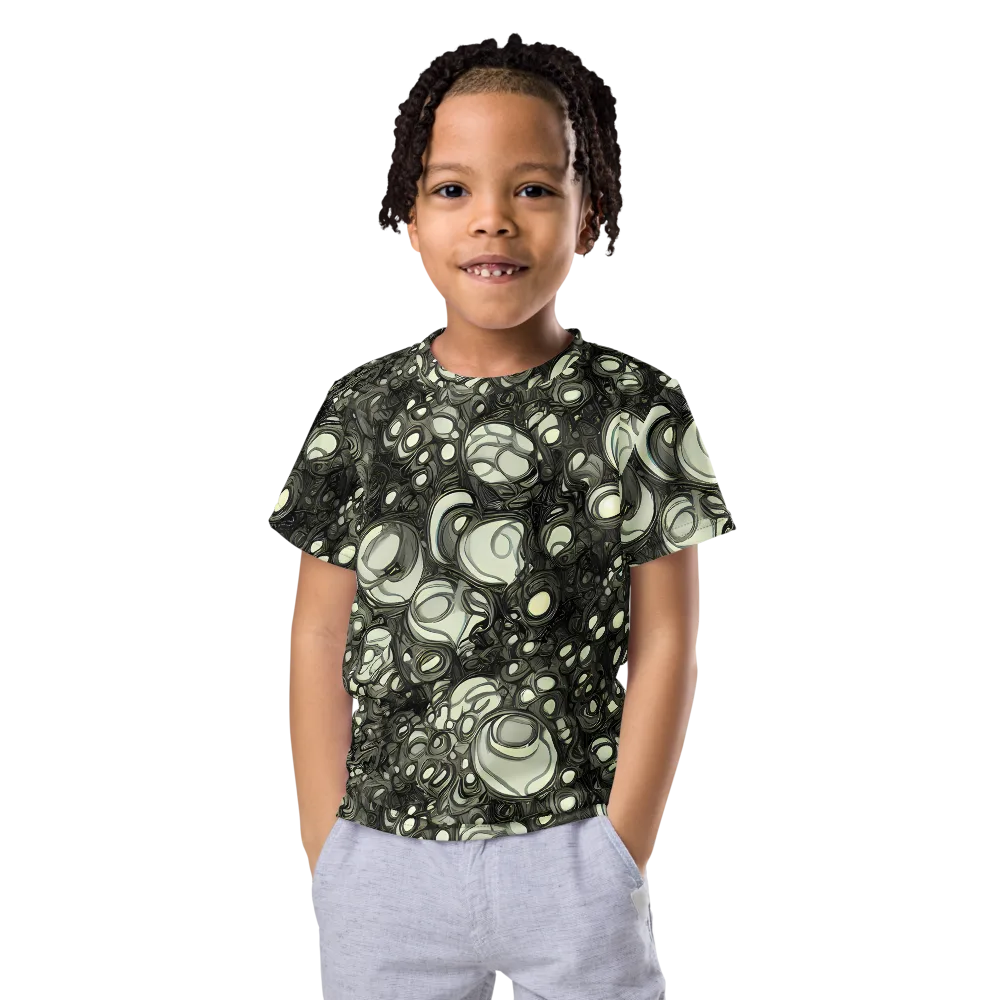 Cellular Noir on Kids Crew Neck T-Shirt — Front
