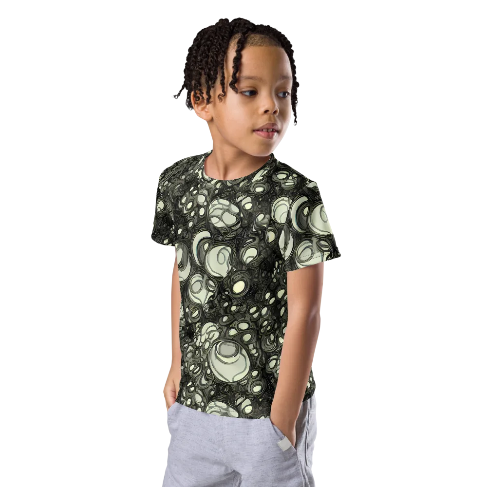 Cellular Noir on Kids Crew Neck T-Shirt — Left Front