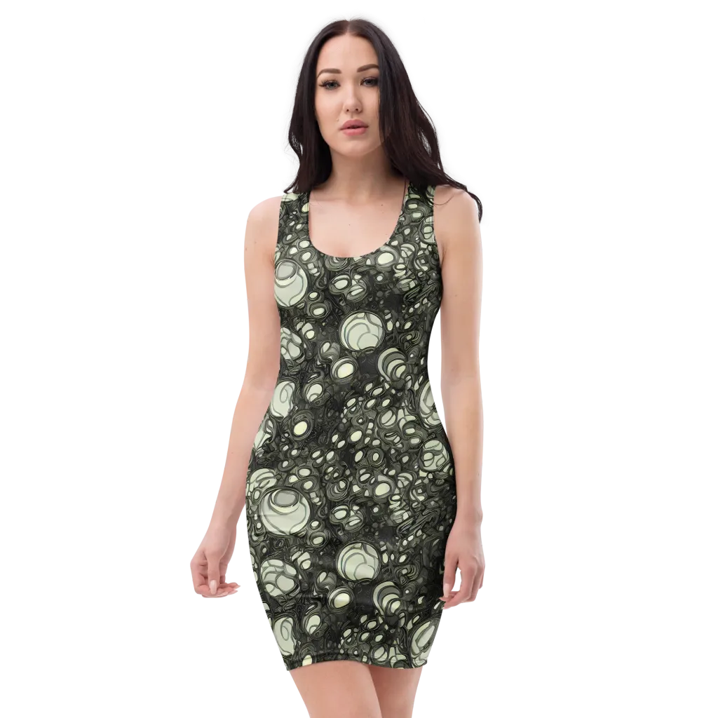 Cellular Noir on Bodycon Dress — Front