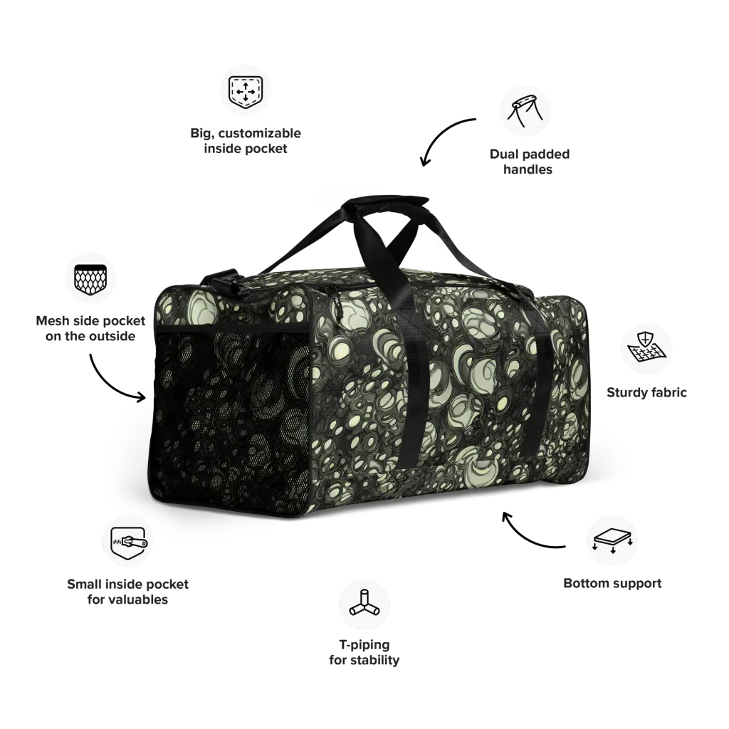 Cellular Noir on Duffle Bag — Right Front