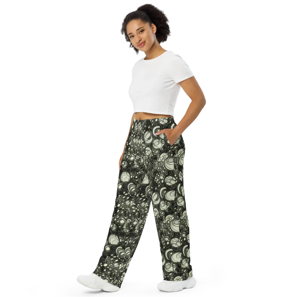 Cellular Noir on Wide-Leg Pants — Left Front