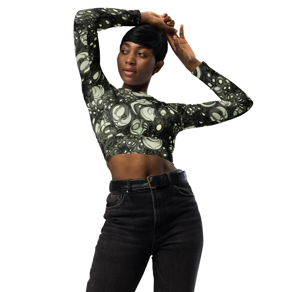 Cellular Noir on Long Sleeve Crop Top — Front