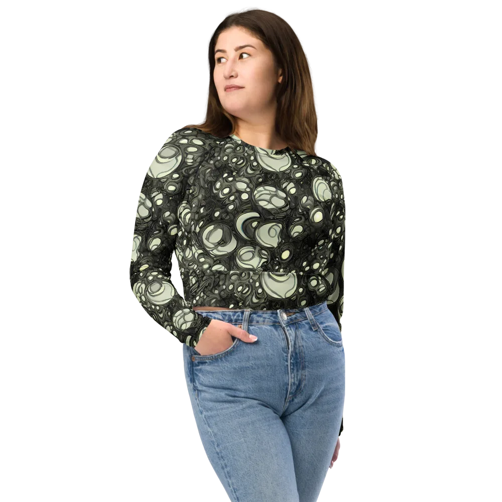 Cellular Noir on Long Sleeve Crop Top — Front
