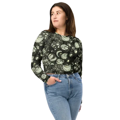 Cellular Noir on a Long Sleeve Crop Top