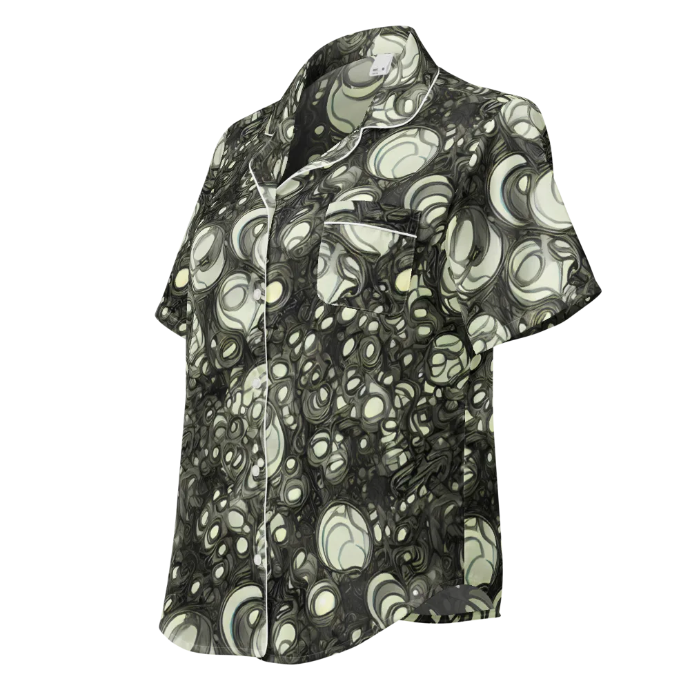 Cellular Noir on Women's Short Sleeve Pajama Top — Left Front