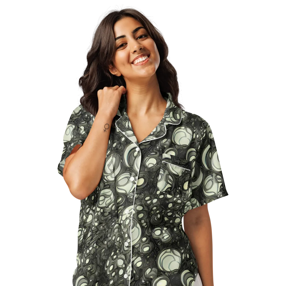 Cellular Noir on Women's Short Sleeve Pajama Top — Front