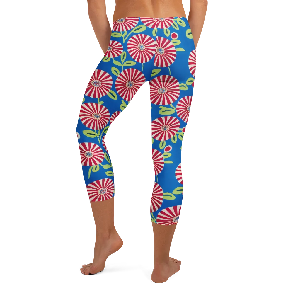 Radiant Garden Parade on Capri Leggings — Back