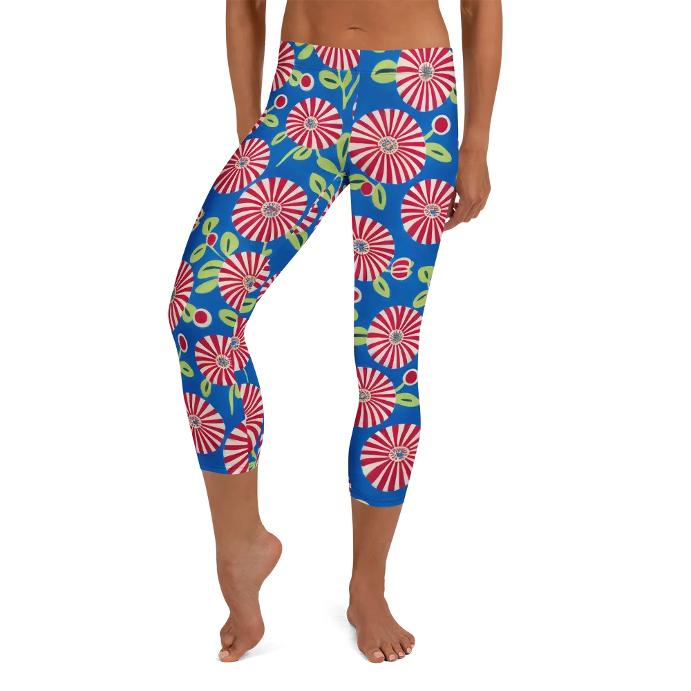 Radiant Garden Parade on Capri Leggings — Front