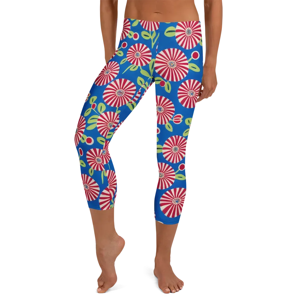 Radiant Garden Parade on Capri Leggings — Front