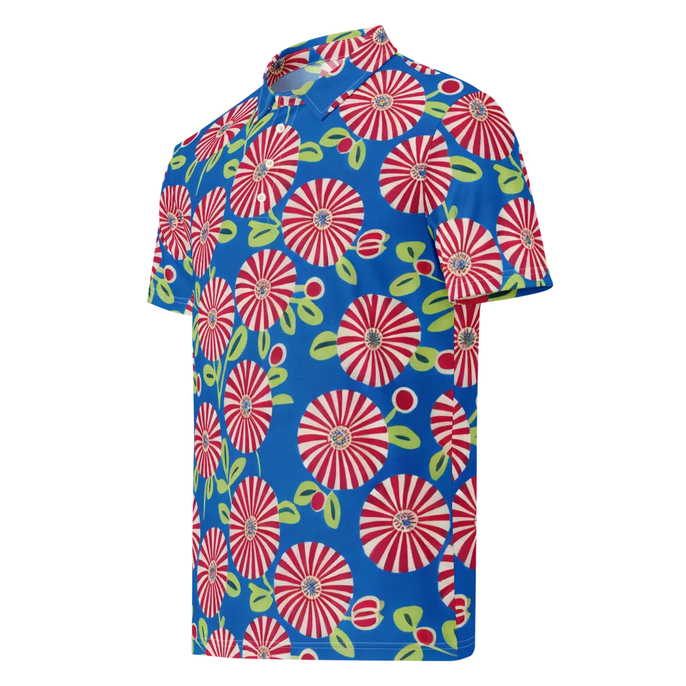 Radiant Garden Parade on Men's Slim Fit Polo Shirt — Left Front