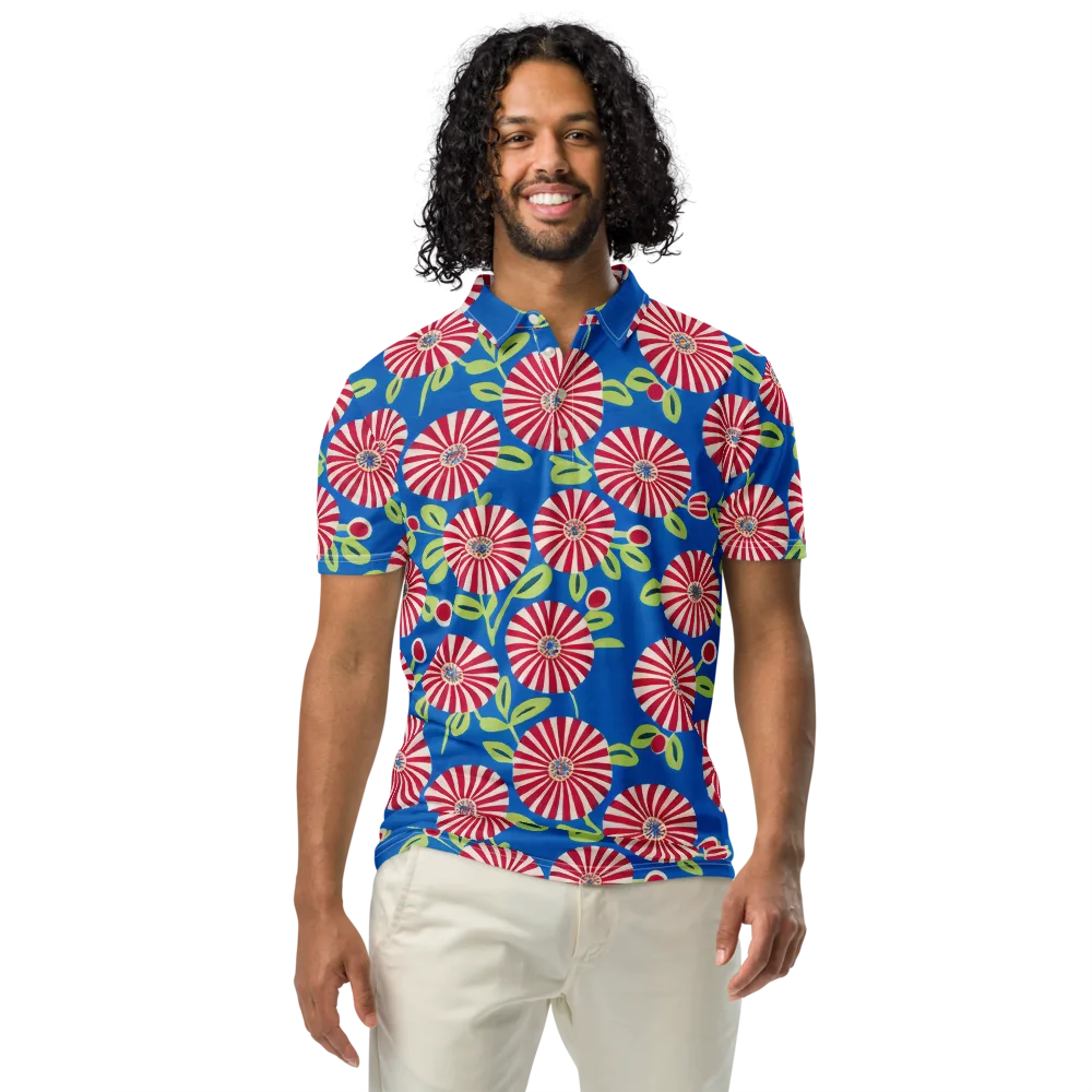 Radiant Garden Parade on Men's Slim Fit Polo Shirt — Front