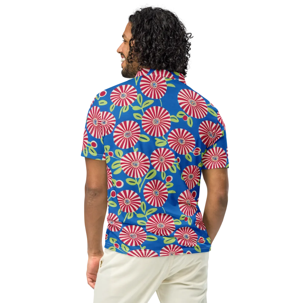 Radiant Garden Parade on Men's Slim Fit Polo Shirt — Back