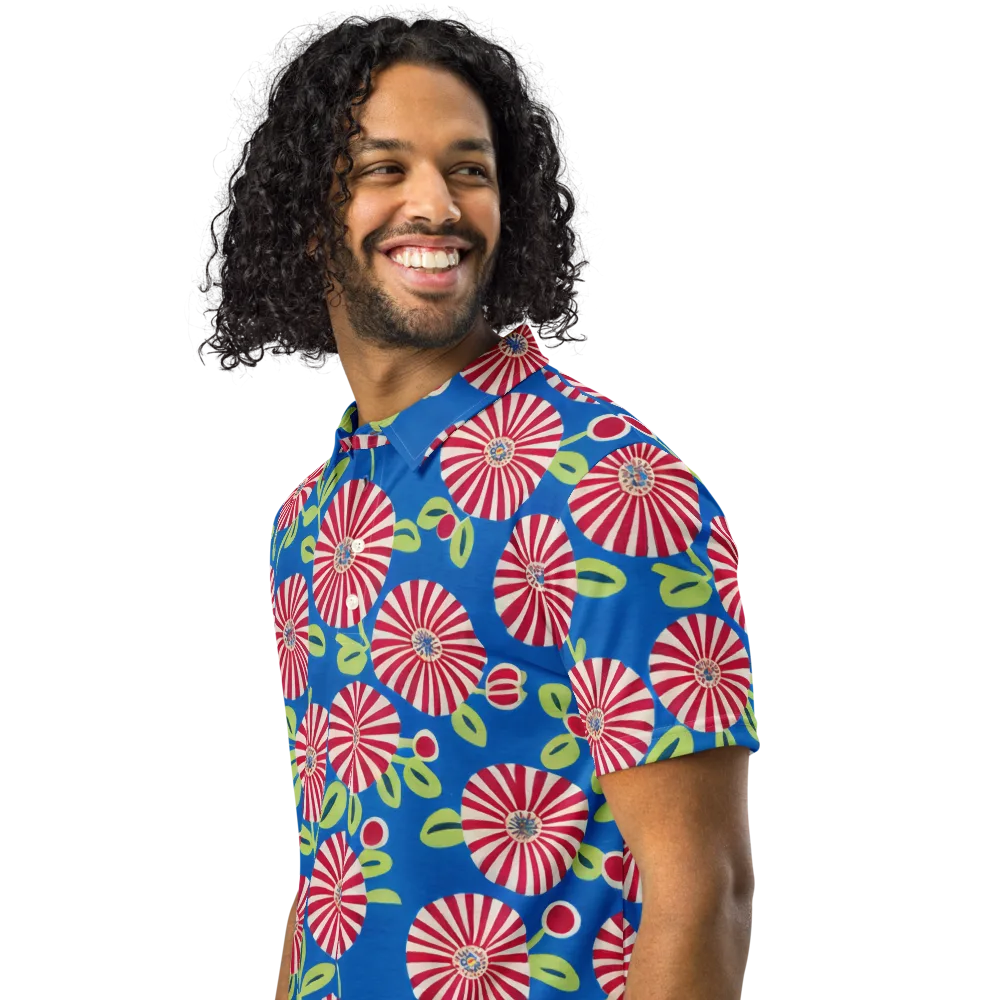 Radiant Garden Parade on Men's Slim Fit Polo Shirt — Left Front