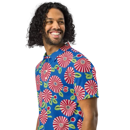 Radiant Garden Parade on a Men's Slim Fit Polo Shirt