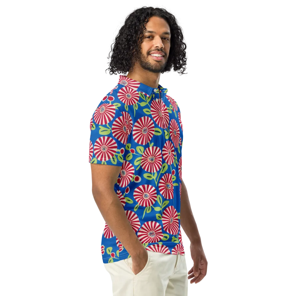 Radiant Garden Parade on Men's Slim Fit Polo Shirt — Right Front