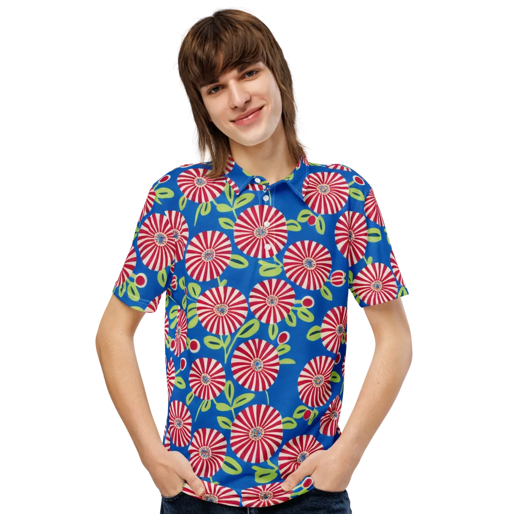 Radiant Garden Parade on Men's Slim Fit Polo Shirt — Front