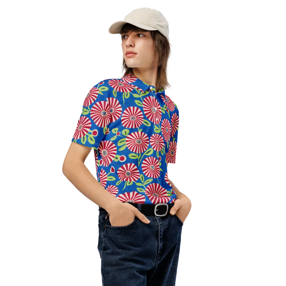 Radiant Garden Parade on Men's Slim Fit Polo Shirt — Right Front
