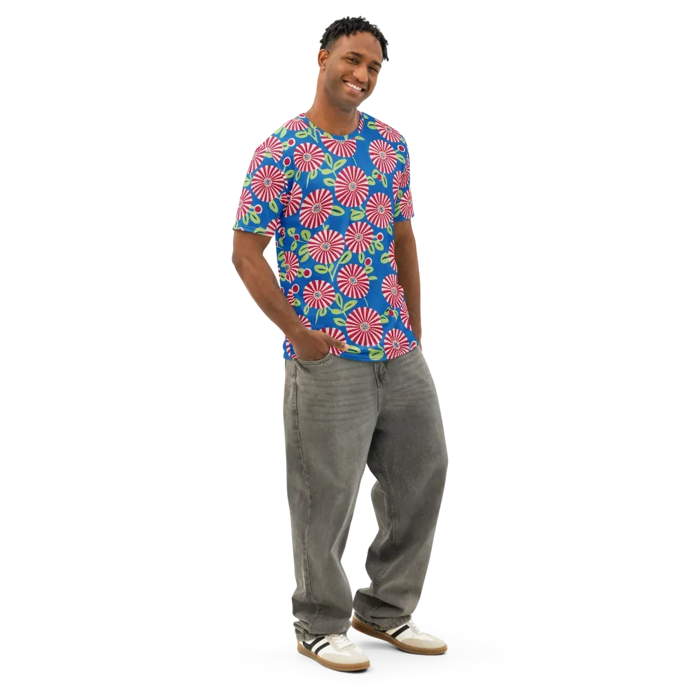 Radiant Garden Parade on Men's Cotton Crew Neck T-Shirt — Right Front