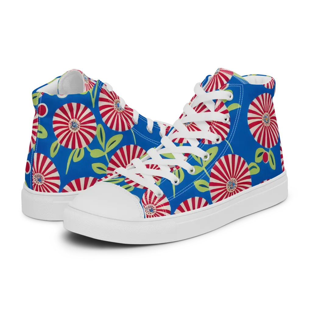 Radiant Garden Parade on Men's High Top Canvas Shoes — Left