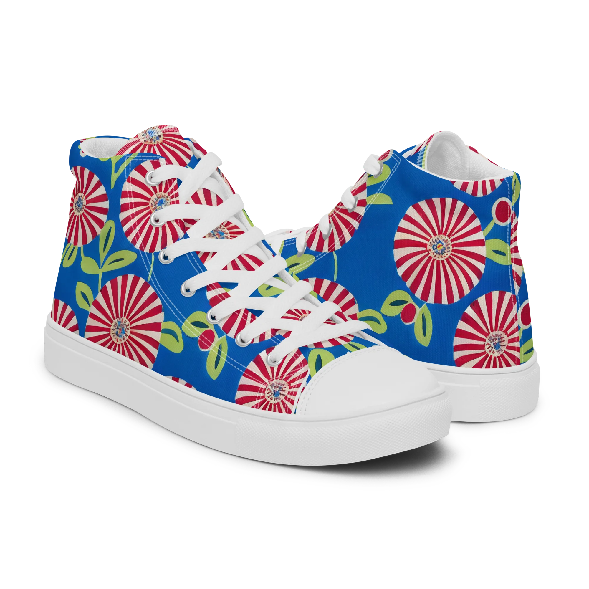 Radiant Garden Parade on Men's High Top Canvas Shoes — Right
