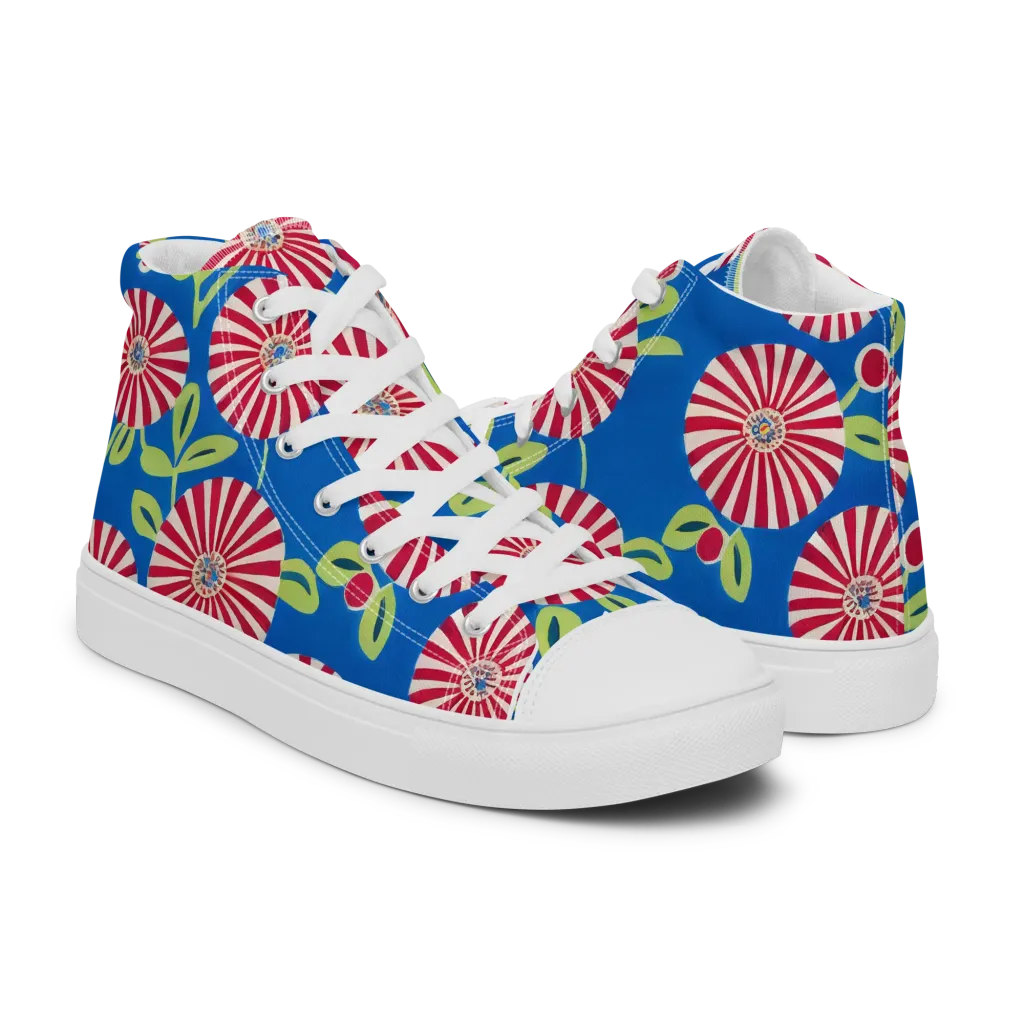 Radiant Garden Parade on Men's High Top Canvas Shoes — Right